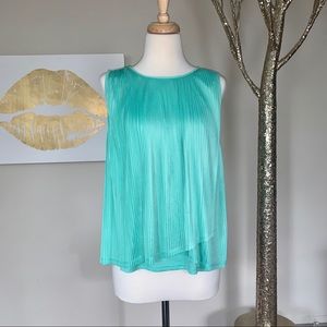 Mossimo Teal Pleated Flowy Shell, Size Small NWOT